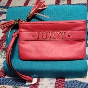 Juicy Couture Coral Double Zip Wristlet with Gold Details